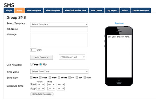 Setting up group sms message